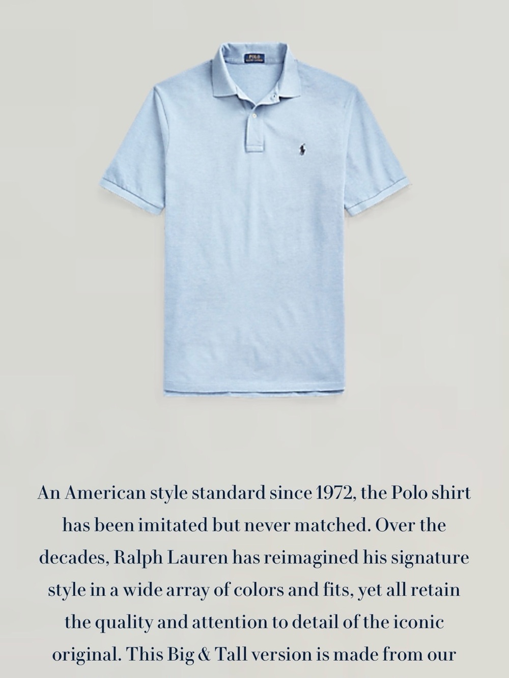 Ralph Lauren Men’s Sky Blue Polo Shirt with Embroidered Logo